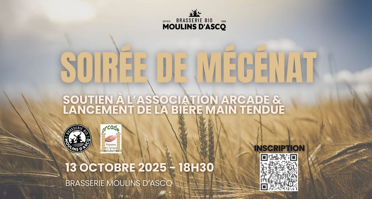 Soirée mécénat et nouvelle bière à la Brasserie Moulins d'Ascq
maltsethoublons.com/?p=27445
#biere #biereBio #agriculture #mecenat #hautsdefrance