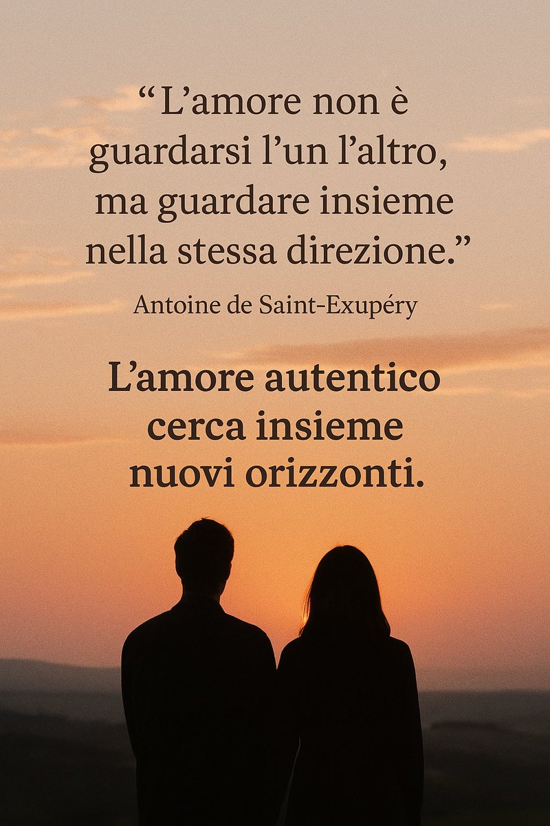 L’amore autentico non chiude due persone in un cerchio ristretto, ma apre orizzonti, unendo i cuori in un cammino condiviso.
Quando due anime scelgono di guardare nella stessa direzione - verso il bene, la luce, Dio - l’amore diventa forza che edifica, che libera, che trasforma.