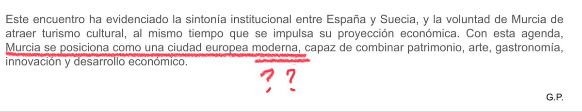Podéis leer el chiste del día en este fragmento de una nota de prensa del ayuntamiento. 
Lo primero que necesita una ciudad para ser moderna es un sistema de transporte público moderno y eficiente, y Murcia no lo tiene. 
¿Es que no viajáis nunca por Europa, concejales? 🤷🏻‍♂️