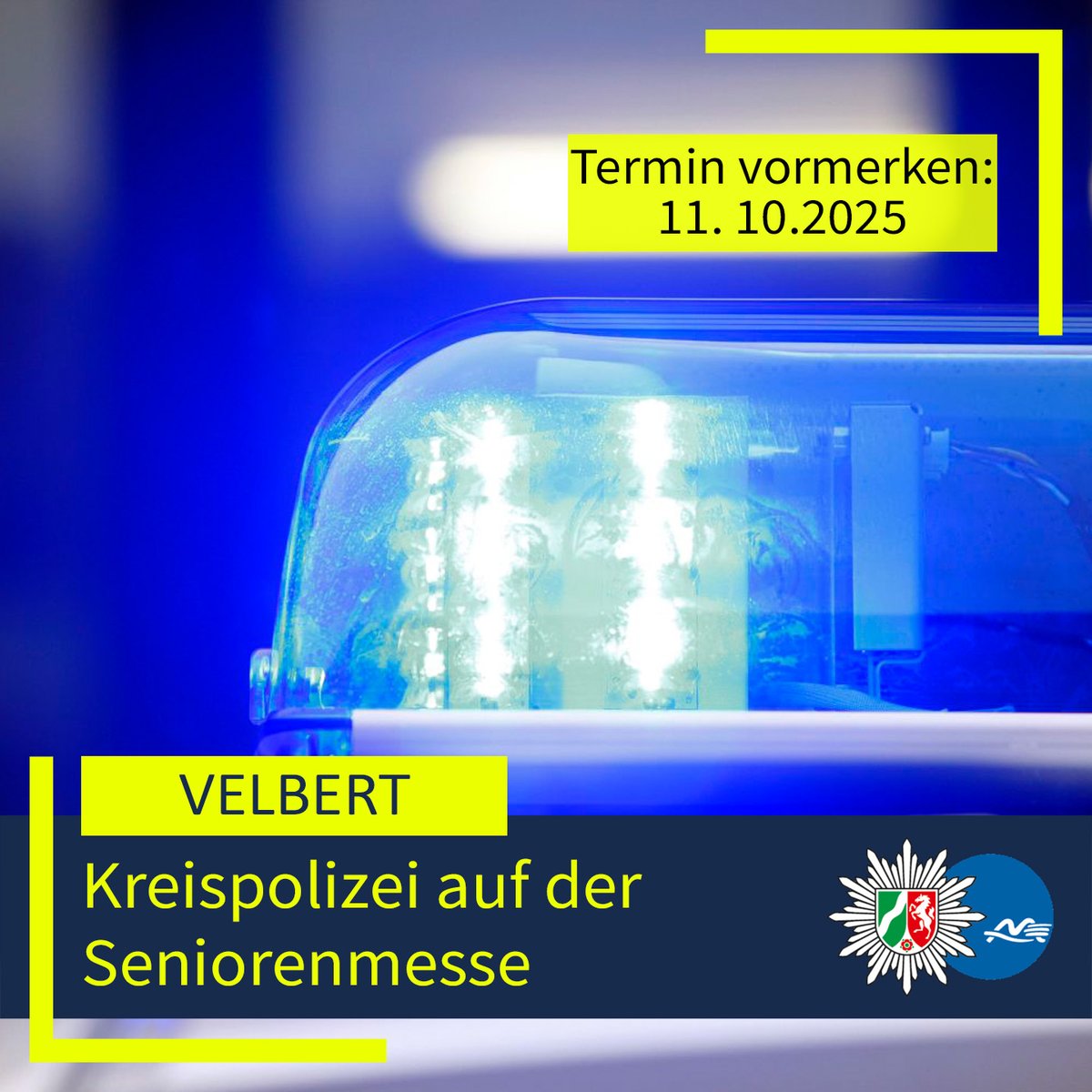 #Velbert: Rollatoren-Parcours und Infos zur Sicherheit 📌
❗️ Am Samstag, 11. Oktober 2025, ist die Verkehrsunfallprävention der Kreispolizei Mettmann auf der 11. Seniorenmesse auf dem Europaplatz in Velbert präsent.  Mehr in unserer Pressemeldung: fcld.ly/8w9a3b5