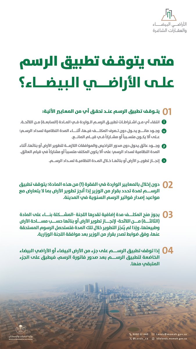 الأراضي البيضاء (@lands_sa) on Twitter photo متى يتوقف تطبيق الرسم على الأرض البيضاء ؟ متى يتوقف تطبيق الرسم على الأرض البيضاء ؟