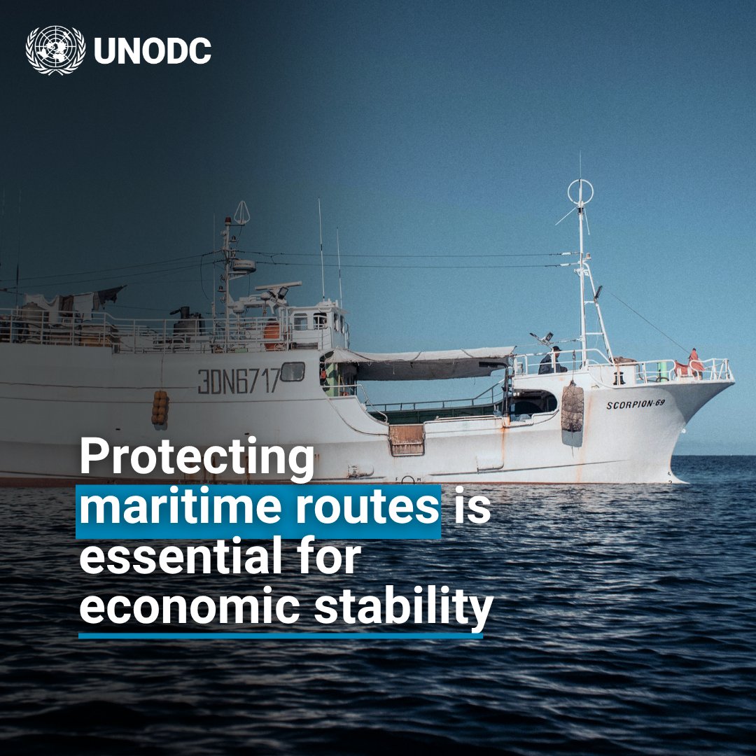UNODC's tweet image. All countries rely on the security of the world’s oceans.
Security at sea isn't just about protecting borders, it's about safeguarding resources, fostering cooperation and nurturing a safer, interconnected world.
Learn how UNODC keeps our seas safe: ow.ly/McKb50X5Zv8