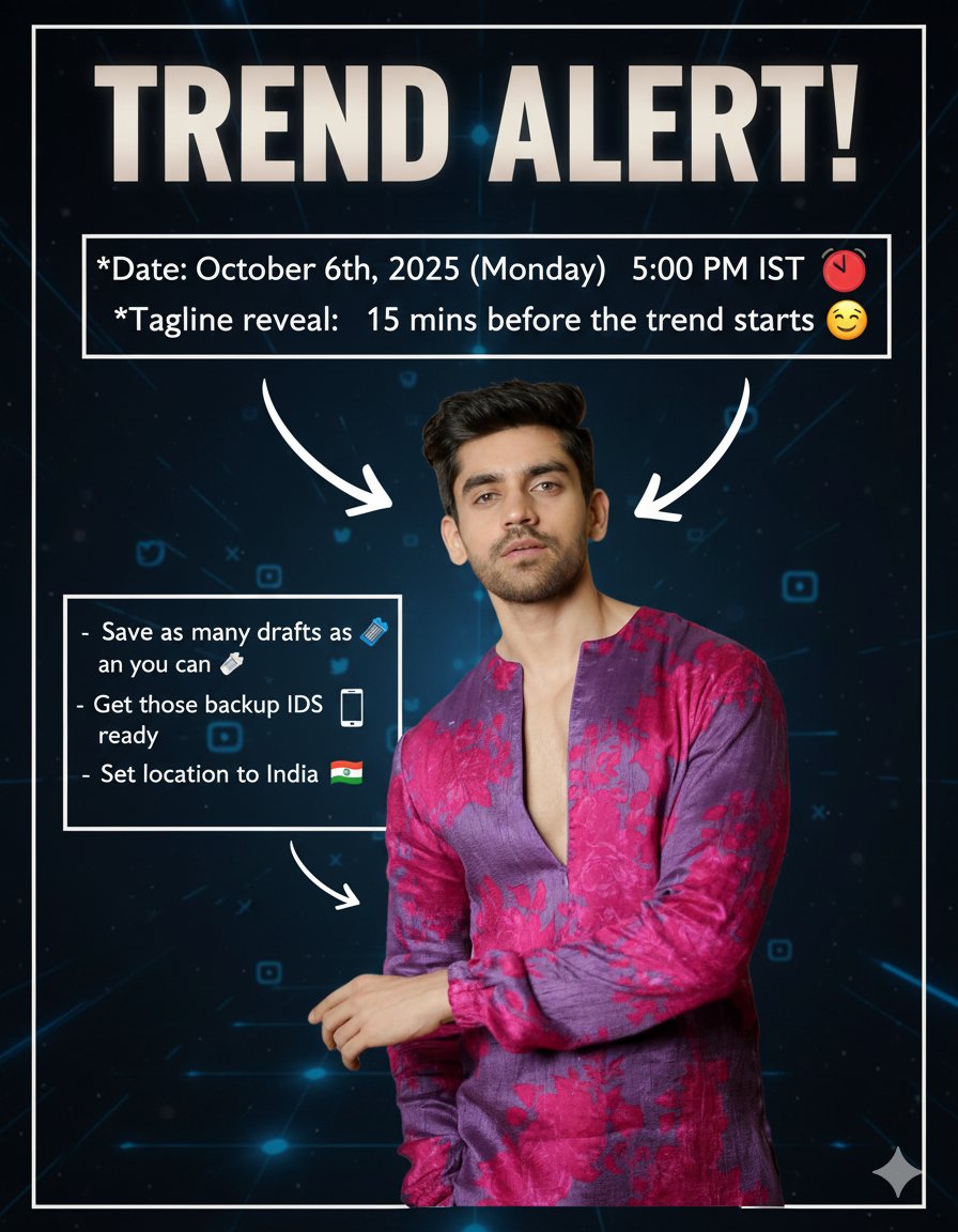 TeamAvinashFC's tweet image. 🚨 TREND ALERT 🚨

Celebrating 1 year of #AvinashMishra&apos;s journey from #BiggBoss to paths of endless excellence, charisma &amp;amp; unforgettable moments with our star boi 💫 @Avinash_galaxy

Let’s unite &amp;amp; make this celebration epic 🔥
🗓️ 06 Oct | 🕔 5 PM IST

#AvinashMishra #Avinashians