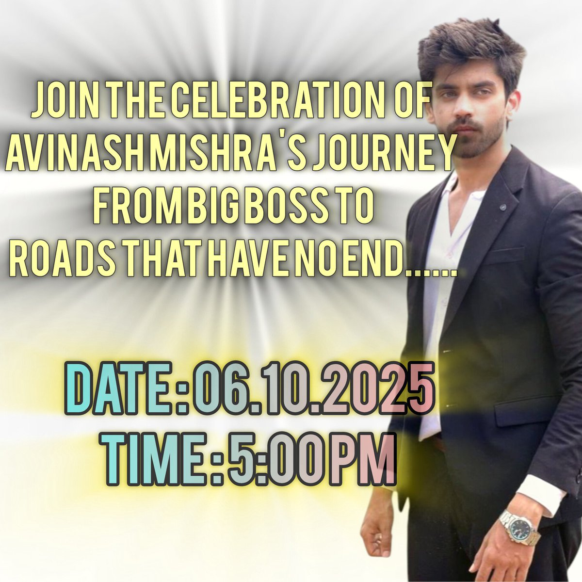 TeamAvinashFC's tweet image. 🚨 TREND ALERT 🚨

Celebrating 1 year of #AvinashMishra&apos;s journey from #BiggBoss to paths of endless excellence, charisma &amp;amp; unforgettable moments with our star boi 💫 @Avinash_galaxy

Let’s unite &amp;amp; make this celebration epic 🔥
🗓️ 06 Oct | 🕔 5 PM IST

#AvinashMishra #Avinashians