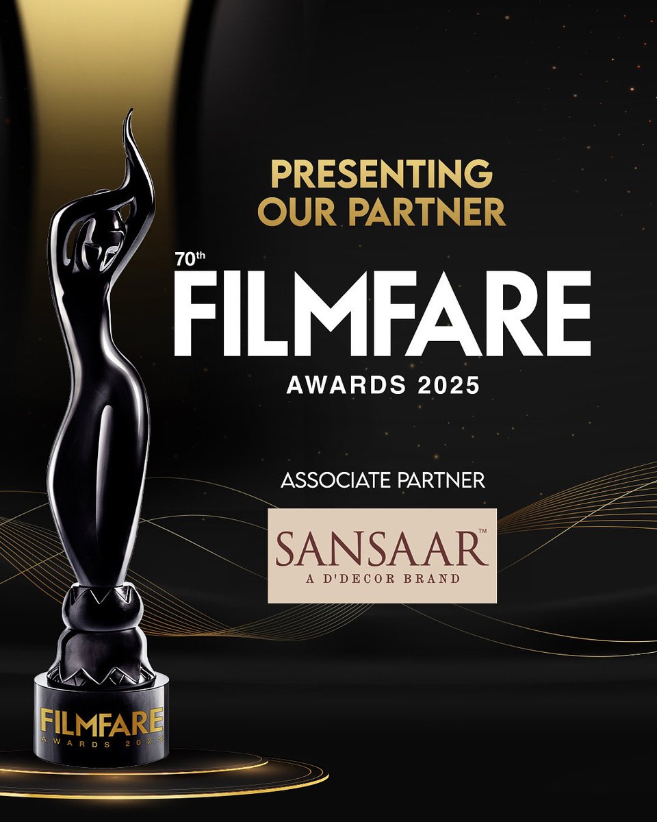 filmfare's tweet photo. We’re proud to have Sansaar A D’Decor onboard as the Associate Partner for the #70thFilmfareAwards2025WithGujaratTourism! 🌟
#Filmfare #FilmfareAwards2025
#sansaar #ddecor https://t.co/alwe1KEX8R
