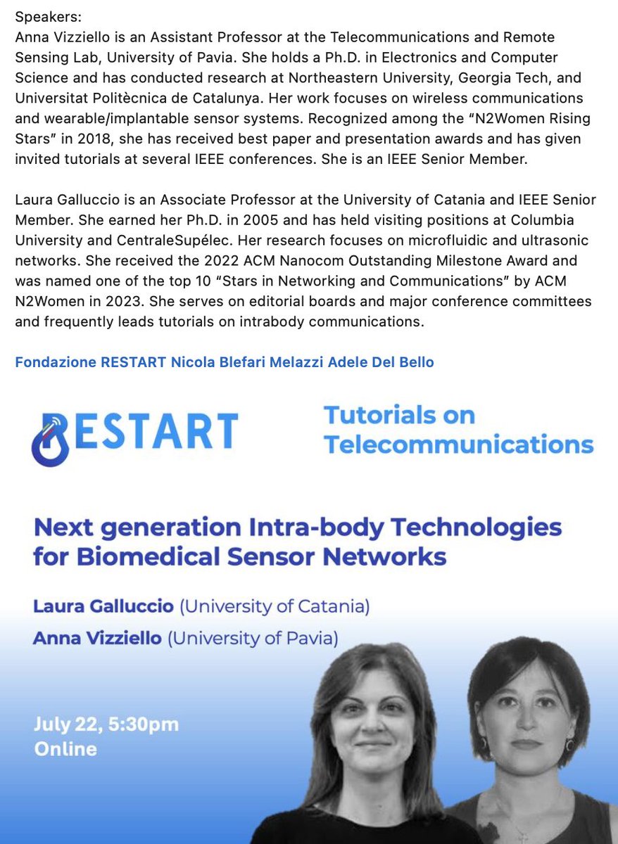CorinneNokel's tweet image. Anna Viziello, University of Pavia  

#ETSI SmartBAN Panel Session Chair

ACM NanoCom, Chengdu, China

European Telecommunication Standards Institute

Lorenzo Mucchi

Massimiliano Pierobon 

nanocom.acm.org/nanocom2025/ET…

linkedin.com/posts/antonioc…

esteri.it/en/ministero/