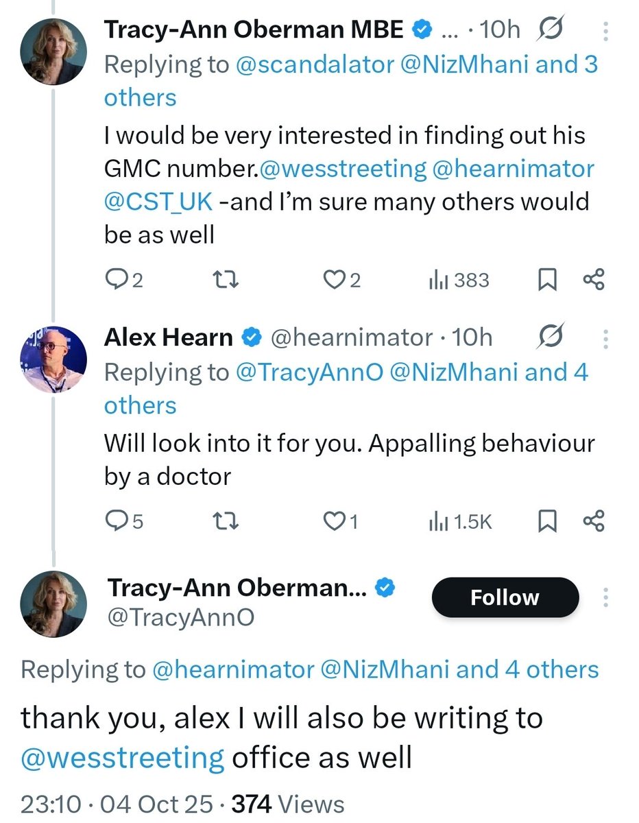 This is Tracy-Ann, an actor apparently, and Alex Hearn, director of Labour Against Antisemitism.

Joining the movement harassing healthcare professionals into silence against Israels genocide in Gaza.

Israel relentlessly attack medics in Gaza.
Their propagandists relentlessly