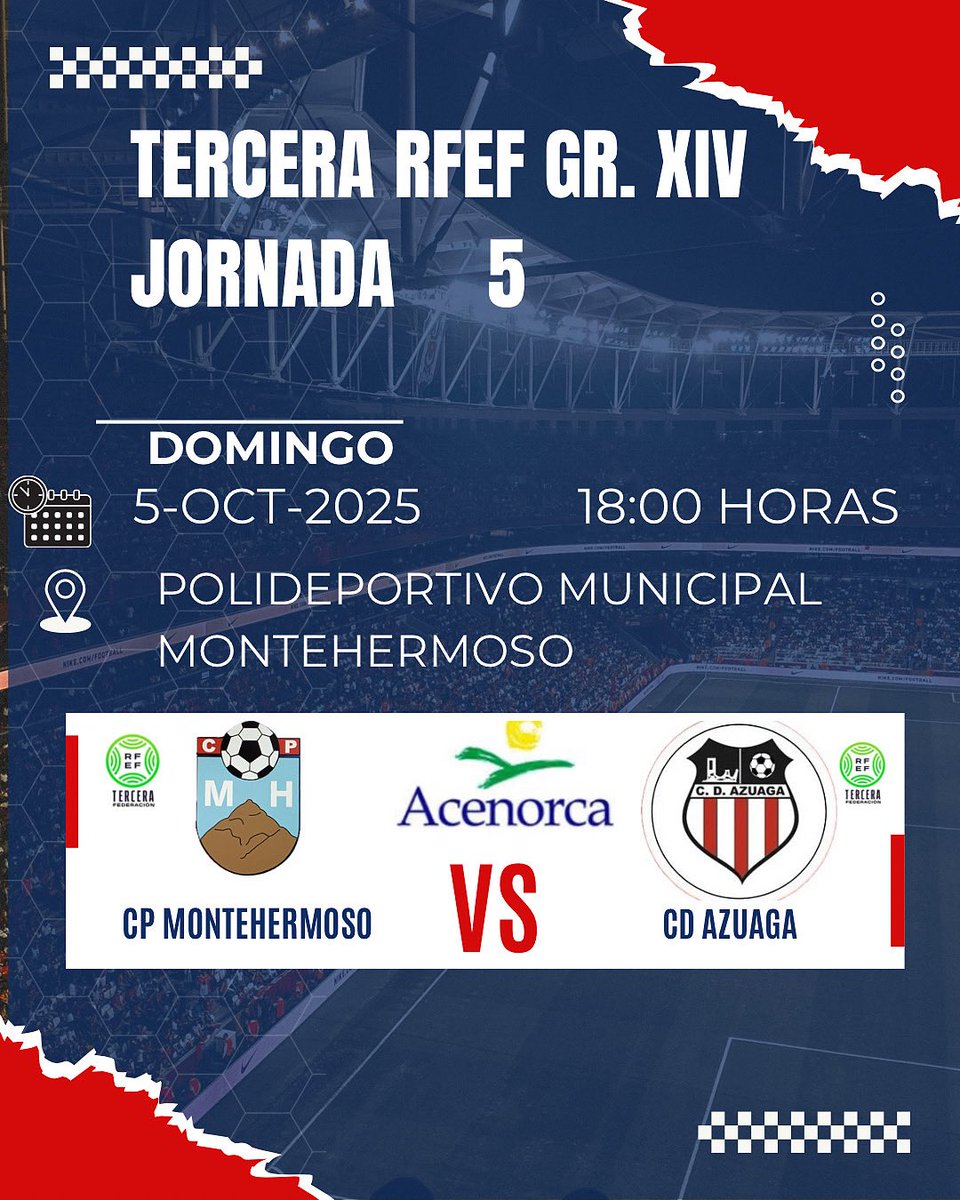 Senior | Temporada 25/26

 ¡¡¡ DÍA DE PARTIDO!!!

🏆 tercera RFEF GR. XIV J 5
🆚 <a href="/cdazuaga/">CD Azuaga</a>
📅 5-octubre -2025
⏰ 18:00 horas
🏟️ polideportivo municipal Montehermoso 
💶 10€  ( socios gratis )
