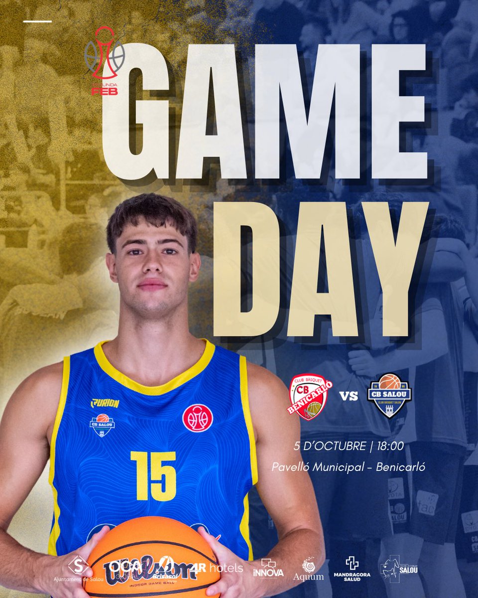 🏀 GAME DAY!

Arrenca la lliga regular 💥

Vistem el @cbbenicarlo en el primer partit de la temporada!

Comencem forts, amb energia i amb ganes de tot! 💪

📆 5 d’octubre | 🕕 18:00 h
📍 Pavelló Municipal – Benicarló
#SegonaFEB #somsalou #sombàsquet #sempreendavant #ForçaSalou