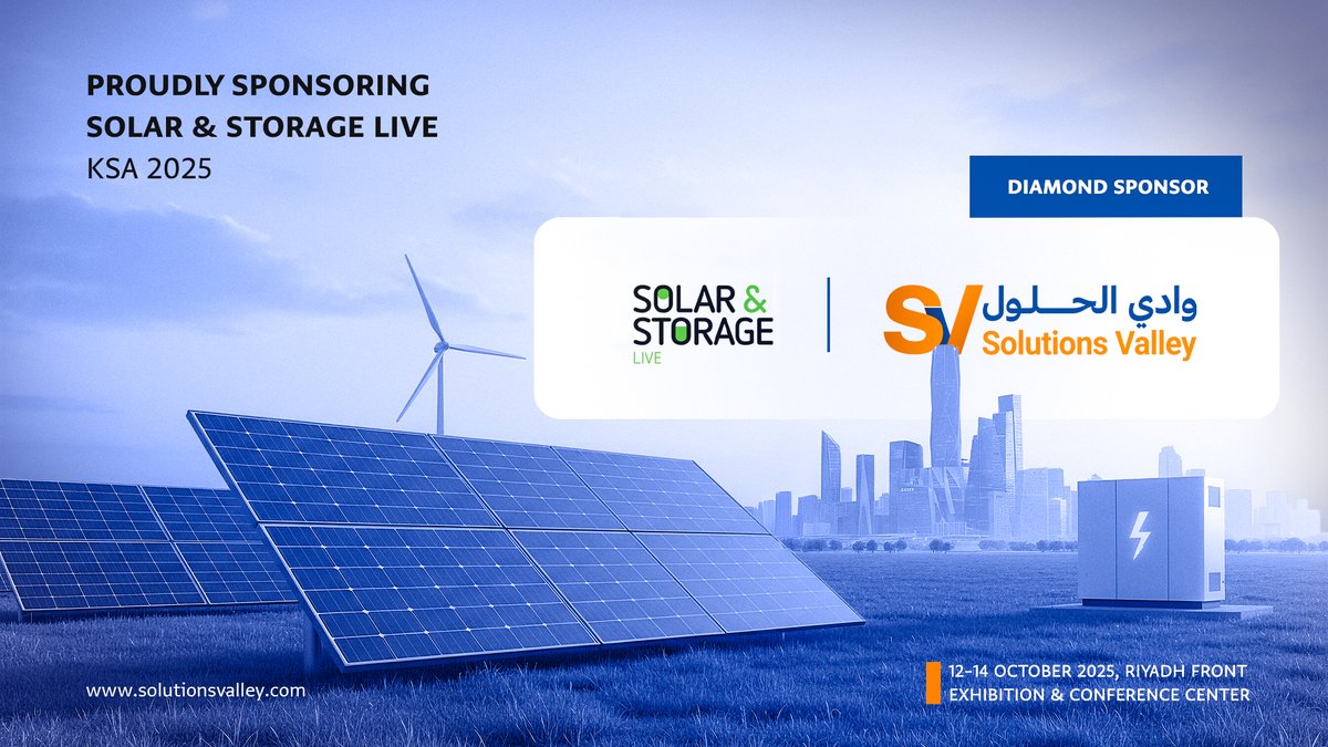 نُسهم في رسم ملامح مستقبل الطاقة النظيفة 
وادي الحلول الراعي الماسي لفعالية Solar &amp; Storage Live في واجهة الرياض، لتسريع التحول نحو منظومة طاقة أكثر ذكاءً وموثوقية.

📍 12–14 أكتوبر 2025 | مركز واجهة الرياض للمعارض والمؤتمرات