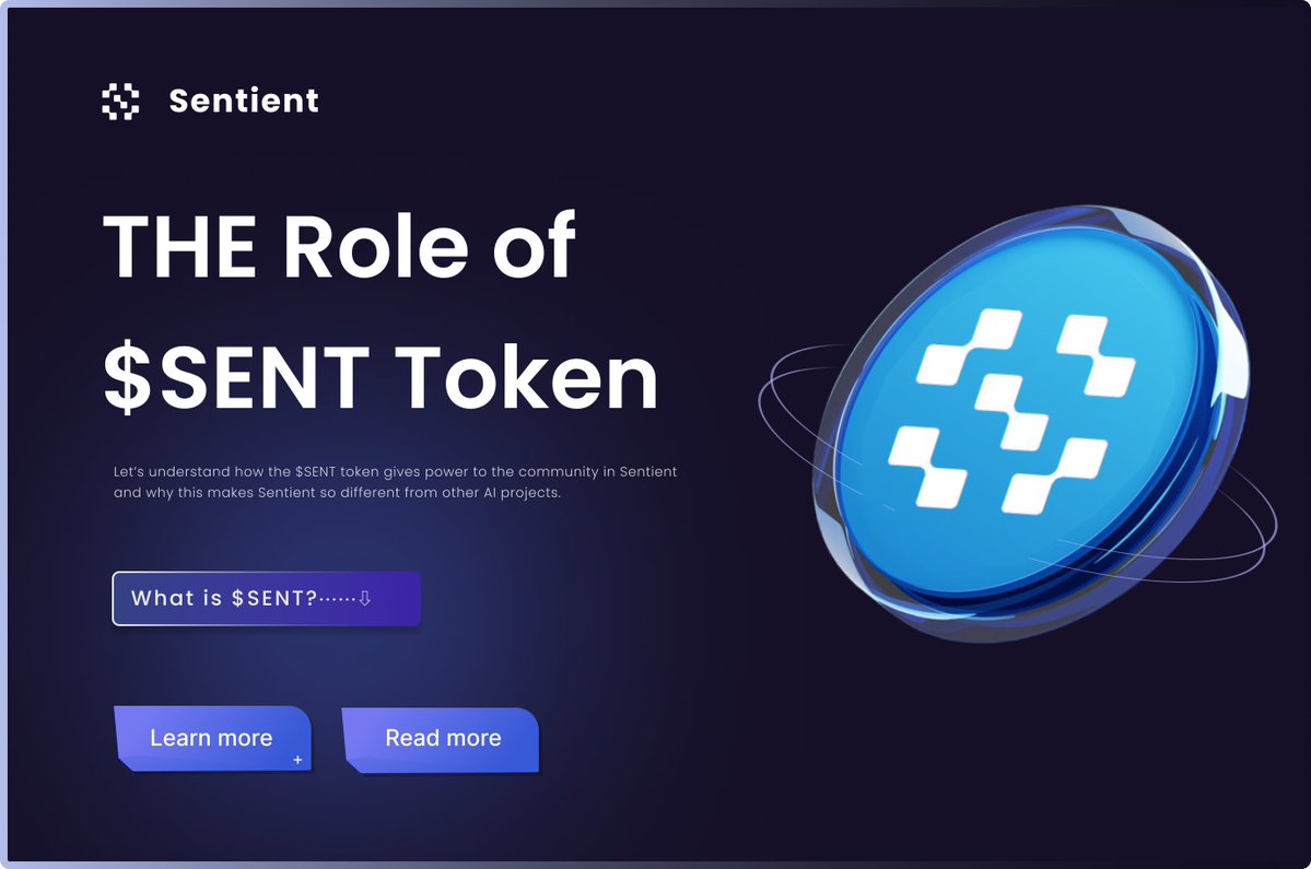 axel__web3's tweet image. The Role of $SENT Token
Gsenti Fam !
How the $SENT token gives power to the community in Sentient, and why this makes Sentient so different from other AI projects.
Let’s understand
⮔ 𝗪𝗵𝗮𝘁 𝗶𝘀 $SENT?
$SENT is the main token of Sentient used for both governance and…