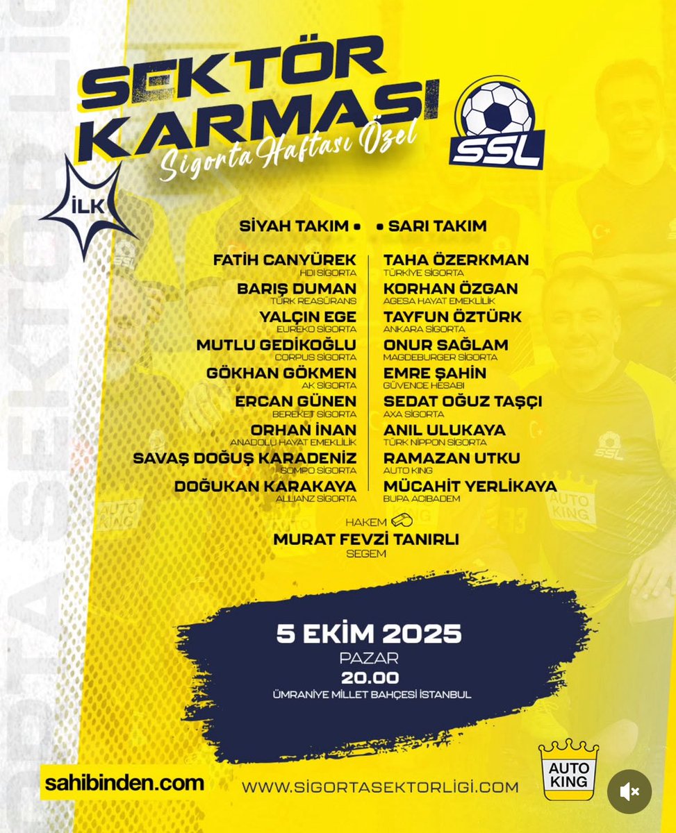 Sigorta sektörünün futbol heyecanı Sektörün Can’lı YouTube Kanalı SİGORTA EKRANI’n da .. ⚽️⚽️⚽️ 
5 Ekim Pazar günü Saat 19.00’dan itibaren futbol şöleni.. 
youtube.com/live/TWHhqkm0J…