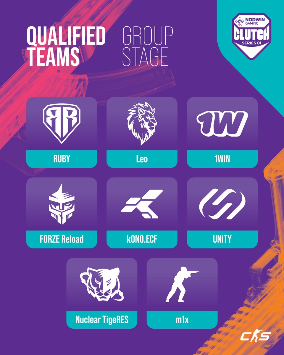 Nodwin_CS2's tweet photo. Group Stage teams are LOCKED IN! 🔒
But first, huge GGs and congratulations to the teams who secured their spot in the Group Stage in #Clutchseries
@leo_team_cs2 @1winesports @forzegg @konoecf @UNiTYesports_eu #NuclearTigRES #m1x https://t.co/95Wt8TNMlp
