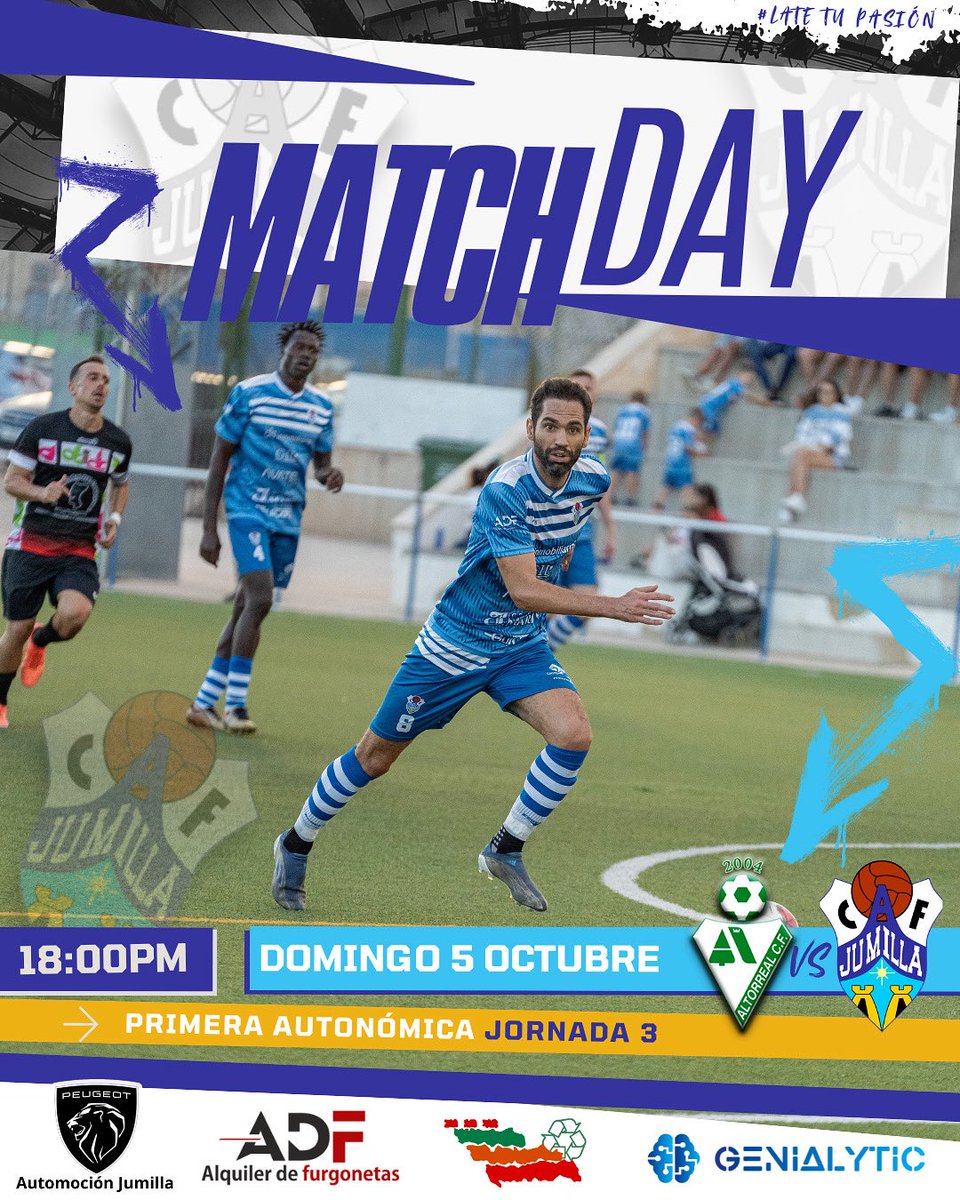 📅⚽️ Nuevo domingo y nueva tarde de fútbol para nuestro Jumilla DS Inmobiliaria. ¡Hoy fuera de casa!

⏰ 18:00h
🆚 EF Altorreal
🏟️ Estadio ‘Sánchez Cánovas’ 
📝 Jornada 3