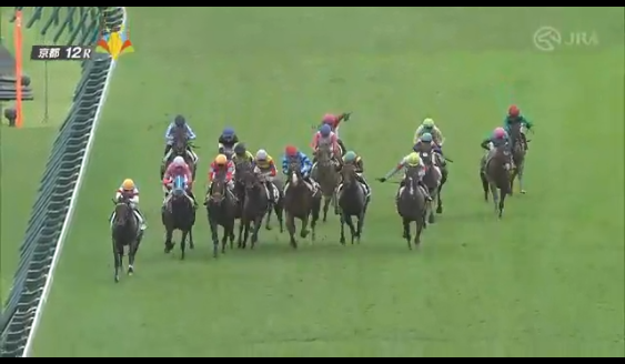 metyaria's tweet photo. 京都12Rの落馬事故だけどパトロールビデオ見ると白い帽子(1着入線)の馬が内側に斜行して体当たりしてる
騎手に対してのペナなしなの？
競争中の出来事見ると外側の馬に接触で転倒中止とある
確かに外の馬が内側に斜行して接触してるけど・・・

#京都12R
#落馬事故 
#川須栄彦 https://t.co/P8Xq3hS651