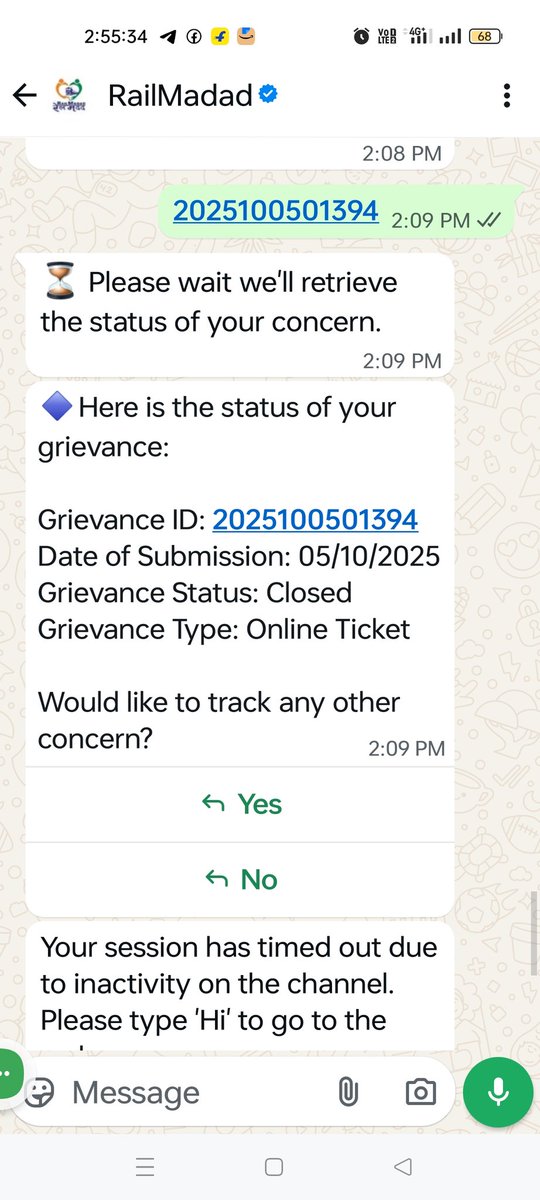a_chandel_'s tweet photo. I had raised complain on  @IRCTCofficial  E query and @RailMadad app But As of now E query is opening in my Phone Number even after entering OTP &amp; Captcha and RailMadad Automated message quote as "Closed" query,As Proof i had Attached Photos for both IRCTC equery and RailMadad https://t.co/i2coUH4fF1