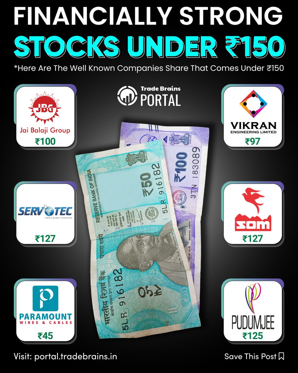 💸 Financially Strong Stocks Under ₹150!

Discover solid stocks that are financially strong and affordable, trading under ₹150. Which one would you consider adding to your portfolio? 💭