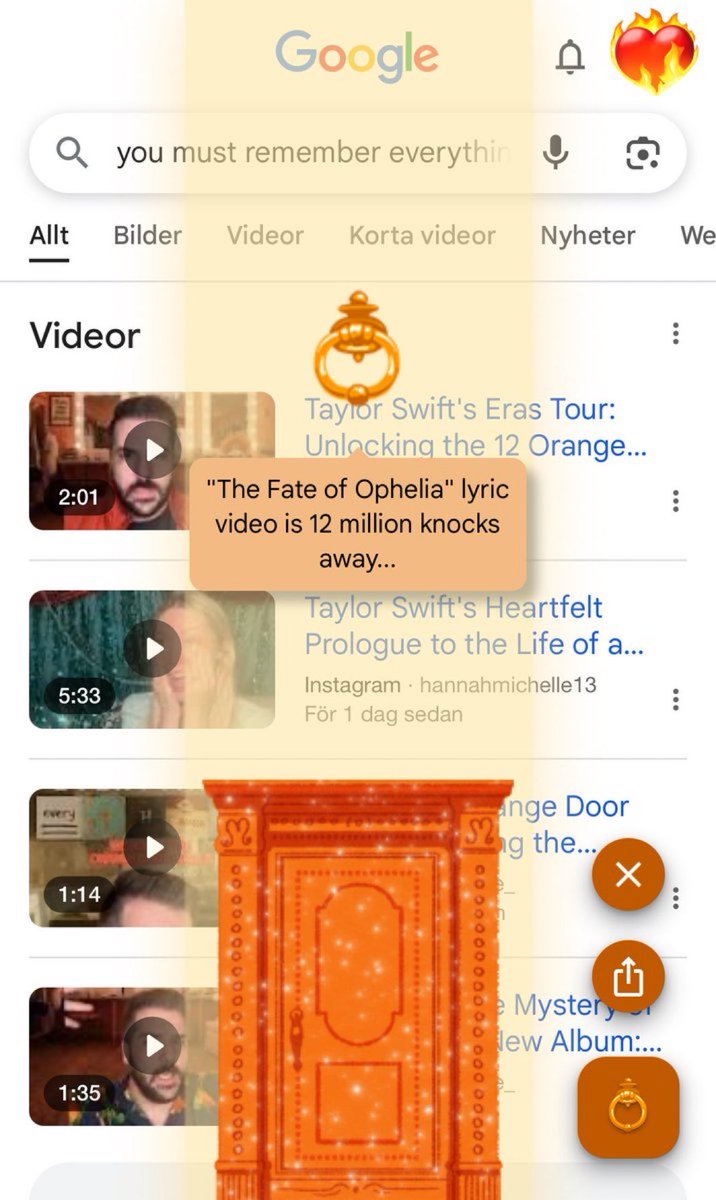swifferupdates's tweet image. 💯| A new challenge has appeared on Google to unlock the lyric video for The Fate Of Ophelia
Search "you must remember everything but mostly this the crowd is your king" and knock on the door 12 MILLION times!