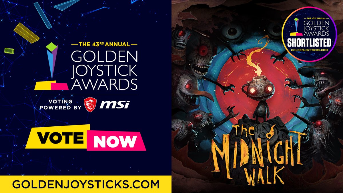 The Midnight Walk has been nominated for 'Best Visual Design' at the Golden Joystick Awards!🕹️🏆

Please cast your vote before Oct 31 and help our clay-made game reach beyond Moon Mountain! 🔥

Link in comment 👉