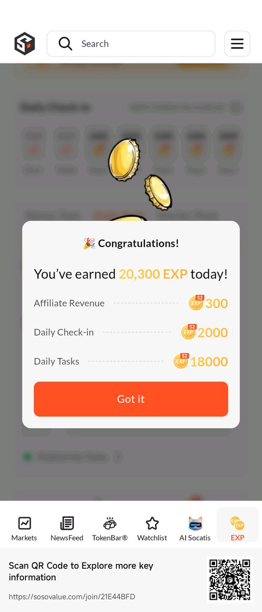 Don't forget to continue to stack up the EXP points on <a href="/SoSoValueCrypto/">SoSoValue</a> .
Join now for season 2 airdrop distribution coming up Q1 2026.
🎁 Exclusive Limited Offer: Get 30K EXP for the $SOSO Airdrop upon registration!
👉 Claim Now: sosovalue.com/join/21E44BFD