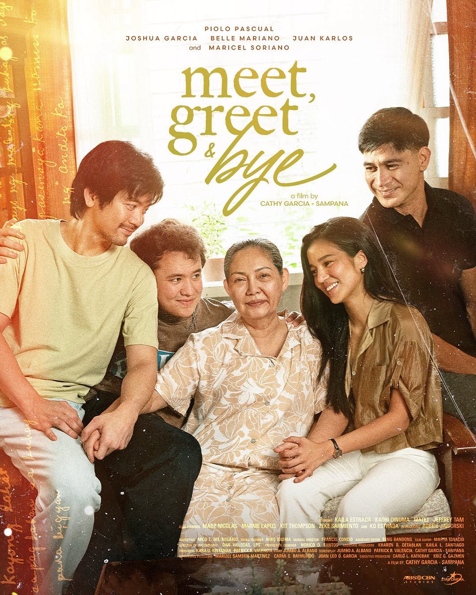 Together through every moment. 🥹

A story that feels like home. For every family, for every generation. 💕

‘Meet, Greet and Bye’, starring Piolo Pascual, Joshua Garcia, Belle Mariano, Juan Karlos and Ms. Maricel Soriano.

Exclusively in cinemas worldwide beginning November 12,
