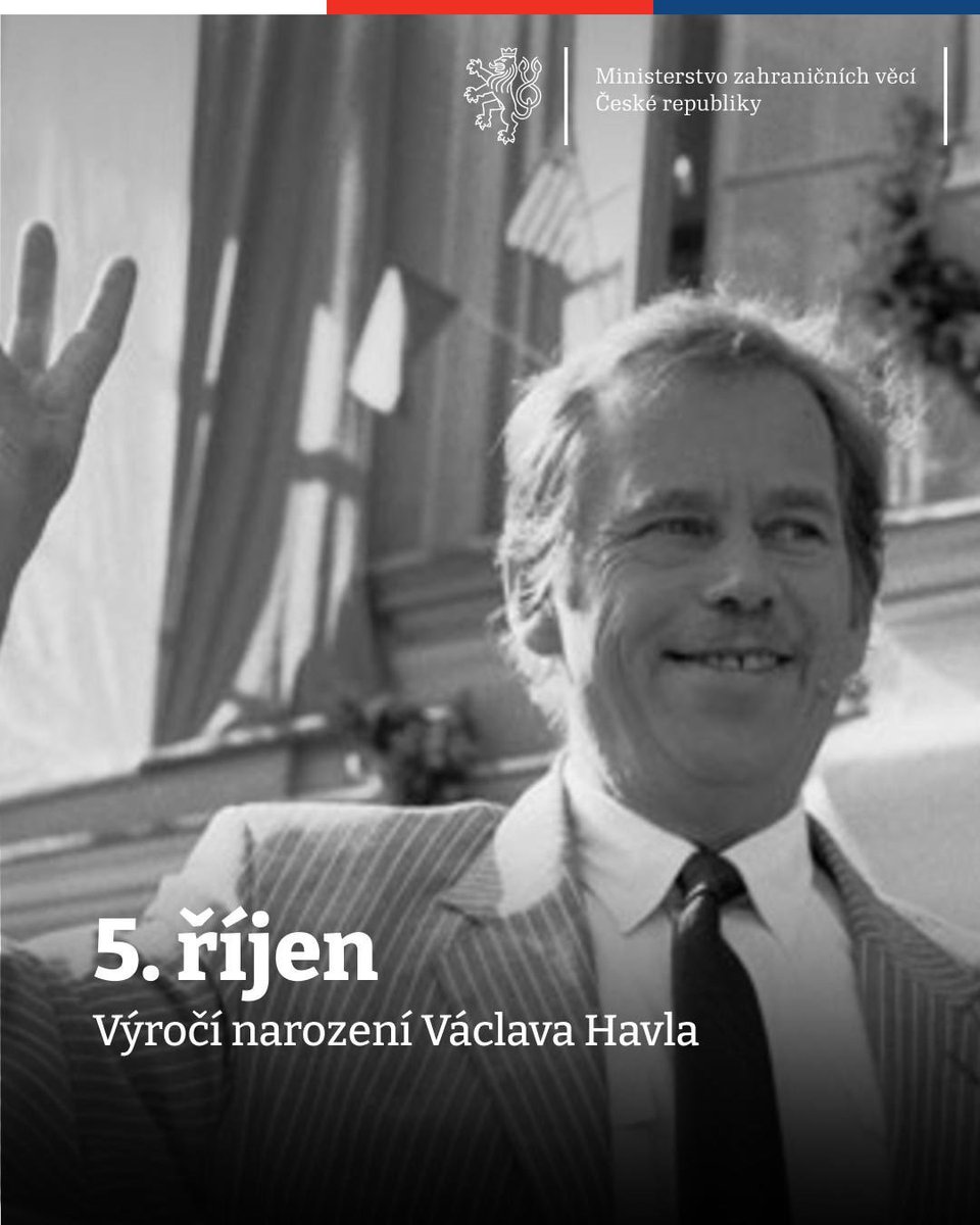 mzvcr's tweet photo. 🇨🇿 Dnes si připomínáme 89. výročí narození Václava Havla – dramatika, disidenta, státníka a prvního prezidenta České republiky.
Jeho odkaz pravdy, svobody a lidskosti zůstává živý i dnes doma i ve světě. https://t.co/TZsQAs26H0