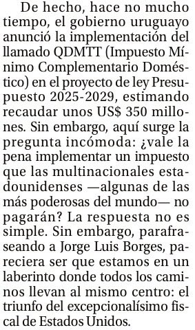 ¿Abortó Estados Unidos el Impuesto Mínimo Global? 👇🏼
Columna de Leopoldo Parada, profesor de Derecho Tributario en King's College London, en #ConsultorTributario de @ElPaisUY.
Lectura muy recomendada.
👉🏼elpais.com.uy/negocios/notic…