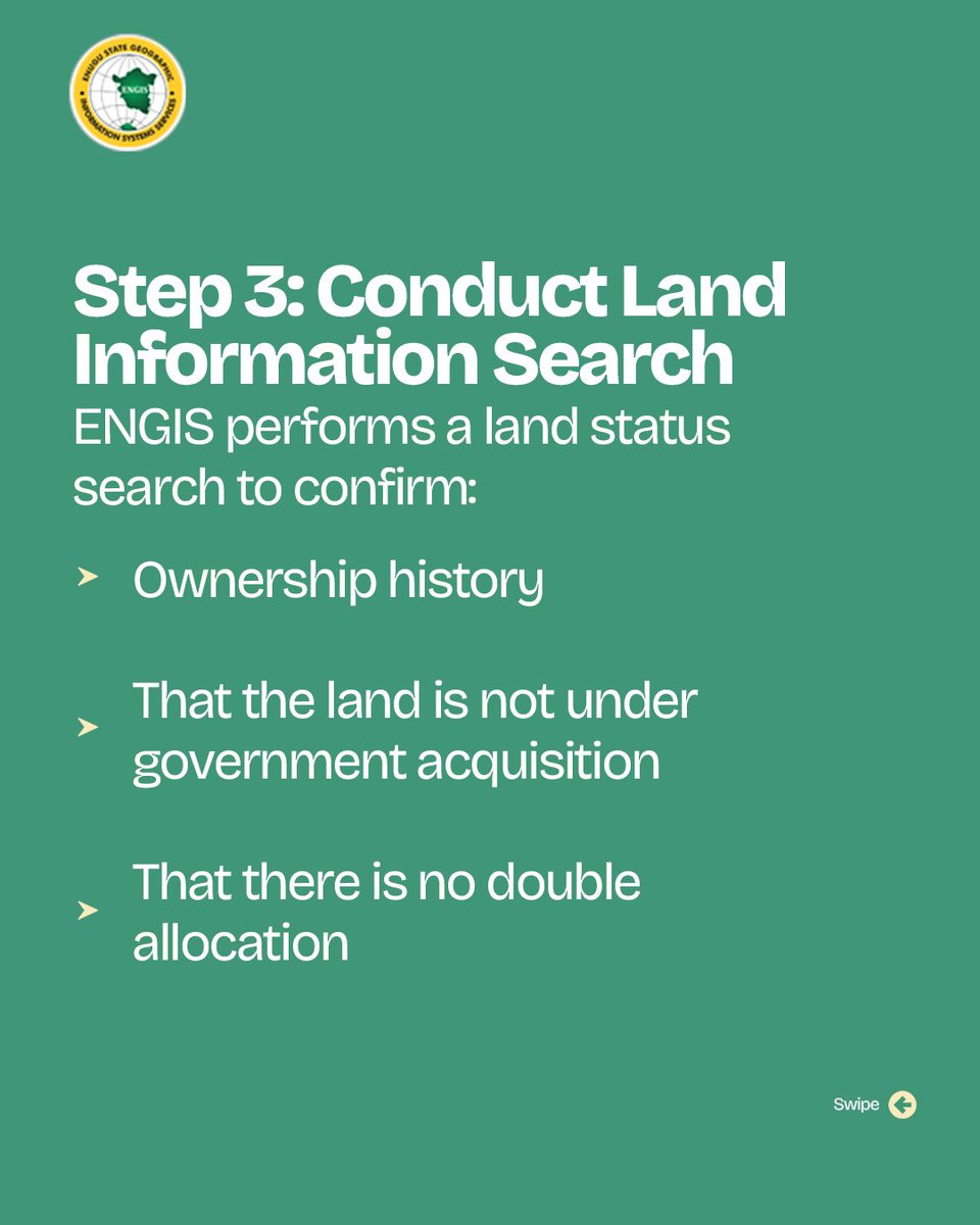 ENGIS_official's tweet photo. Ever thought about how you can apply for a land title with ENGIS?
Follow these easy steps to start your journey to safe and verified land ownership. #engis https://t.co/ezl3cnpblg