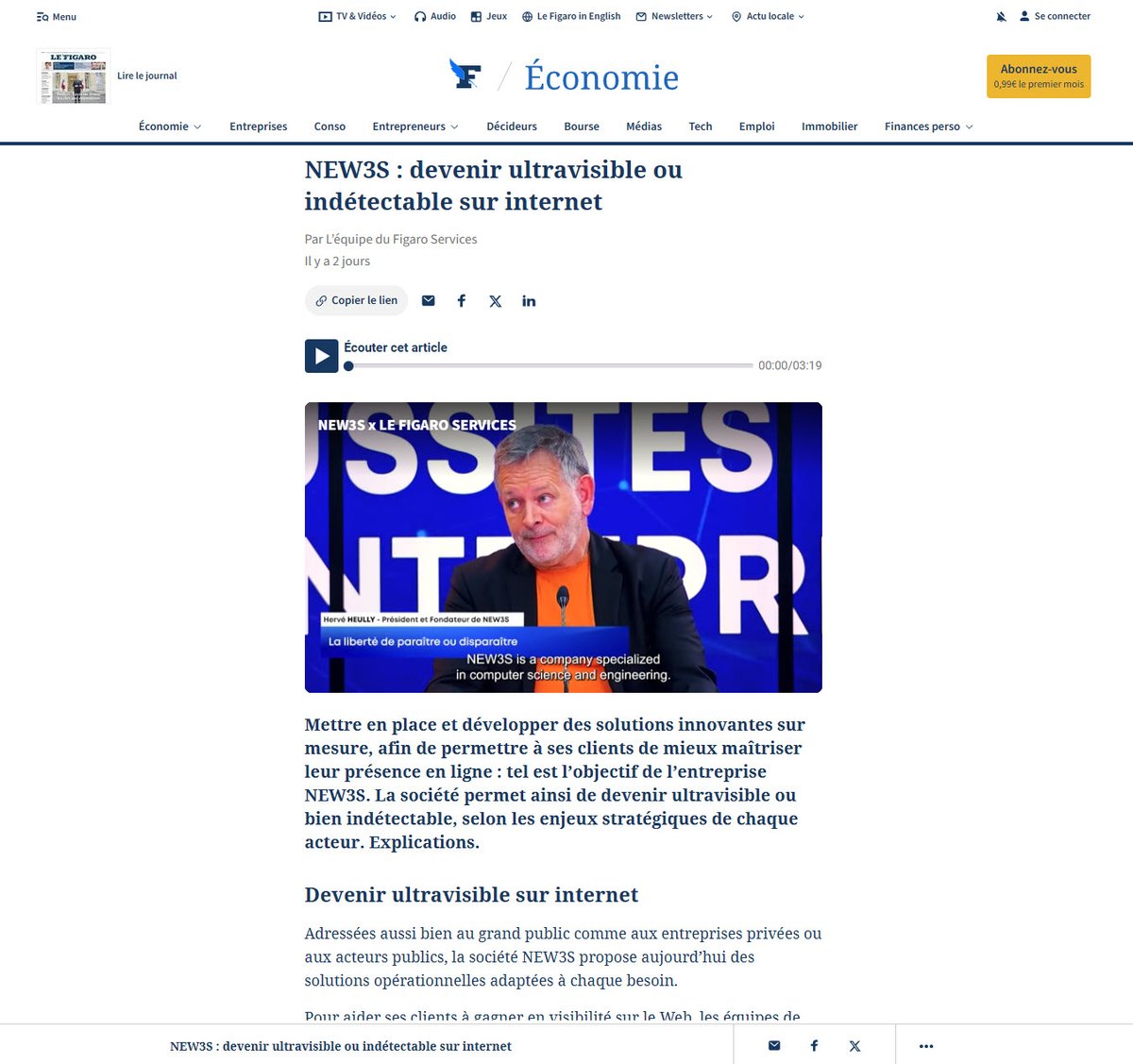 New3S's tweet photo. #LeFIGARO #Economie Solutions d'#Innovation sur mesure. Changements au pluriel de #Paradigme - #Disruption #Révolution. Enjeu décisif #maîtriser la #présence #Web3 de ses assets 3D - #NEW3S : devenir #ultravisible ou #indétectable selon votre #stratégie https://t.co/R1rXmtbG6J https://t.co/8MAtWONkEg