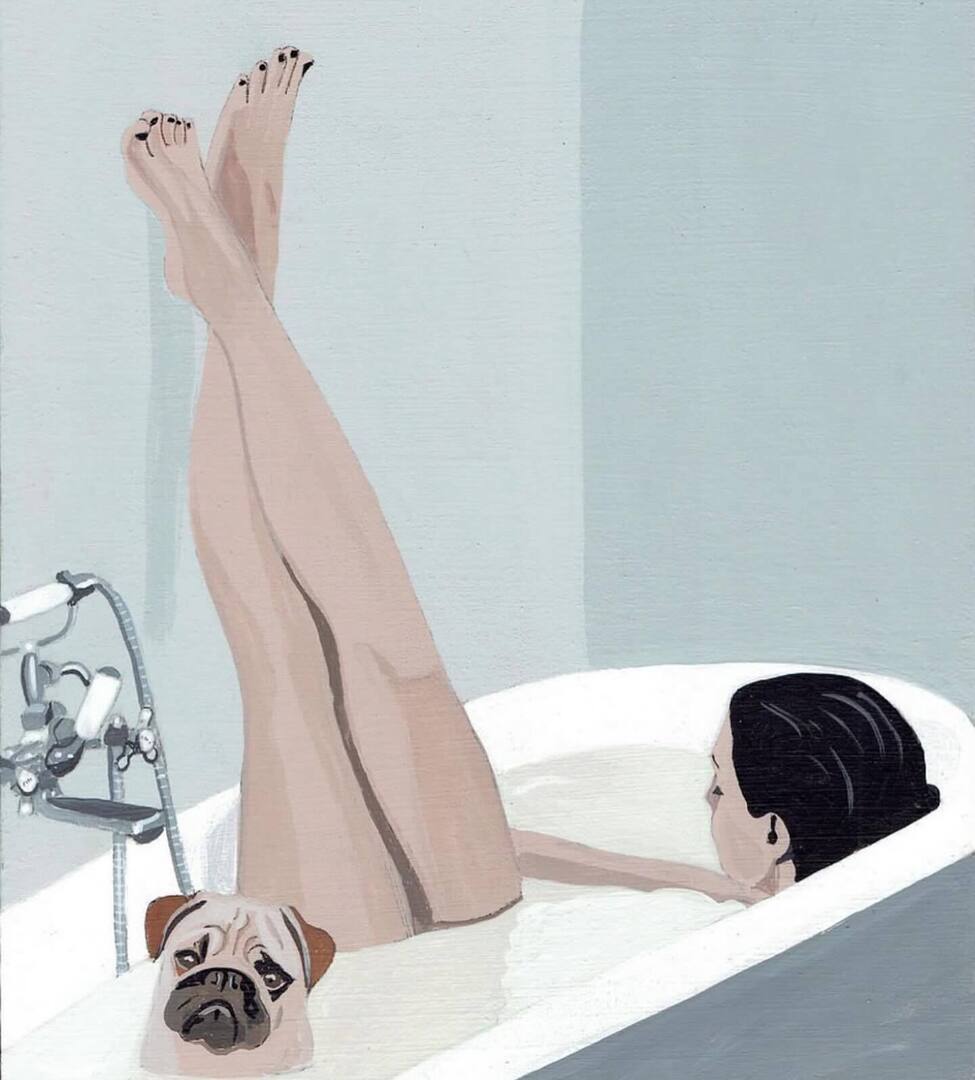 pulpbrotherart's tweet image. #bathtub #pug