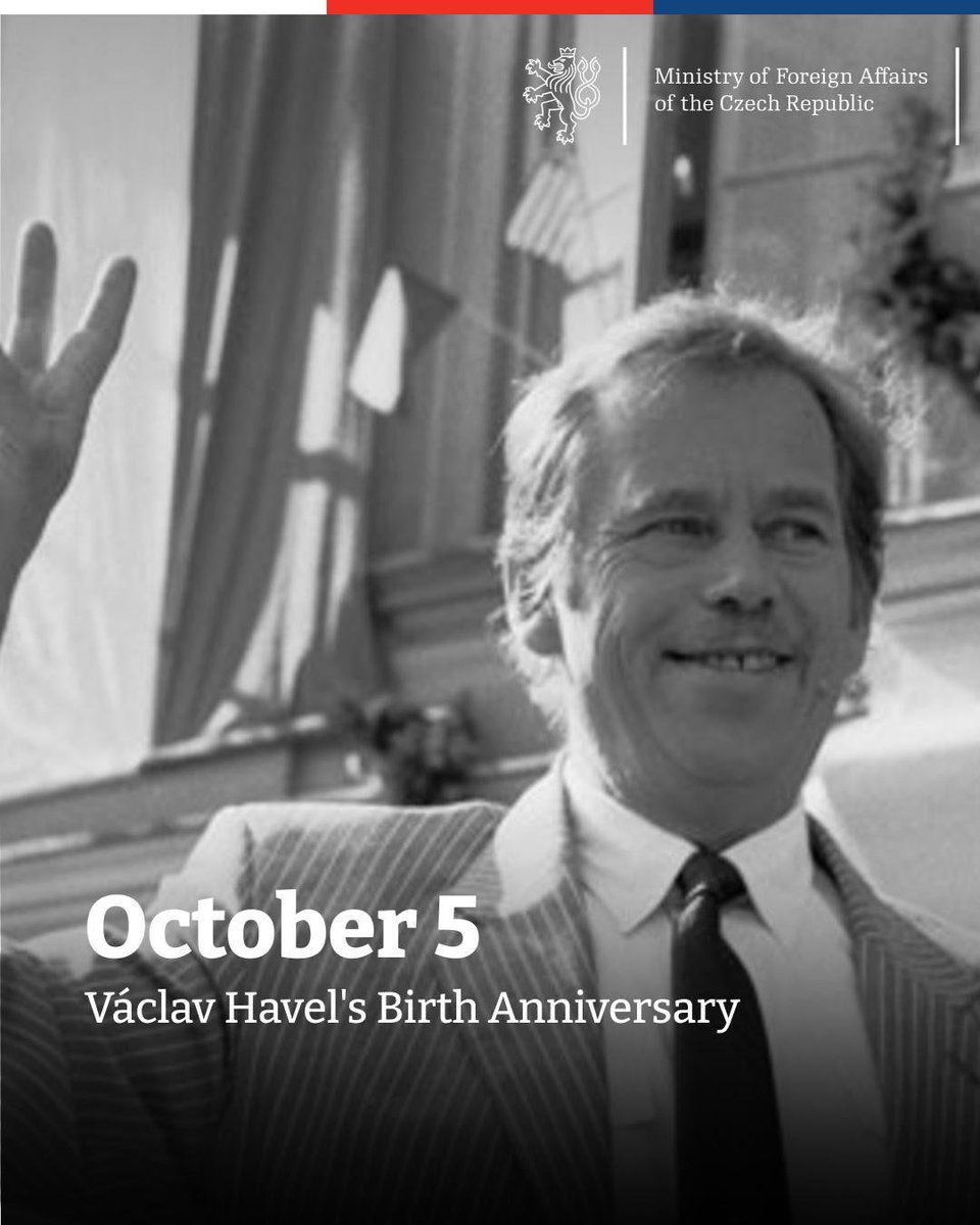 🇨🇿 Today we commemorate the 89th anniversary of the birth of Václav Havel – playwright, dissident, statesman, and the first President of the Czech Republic.
His legacy of truth, freedom, and humanity remains alive both at home and around the world.