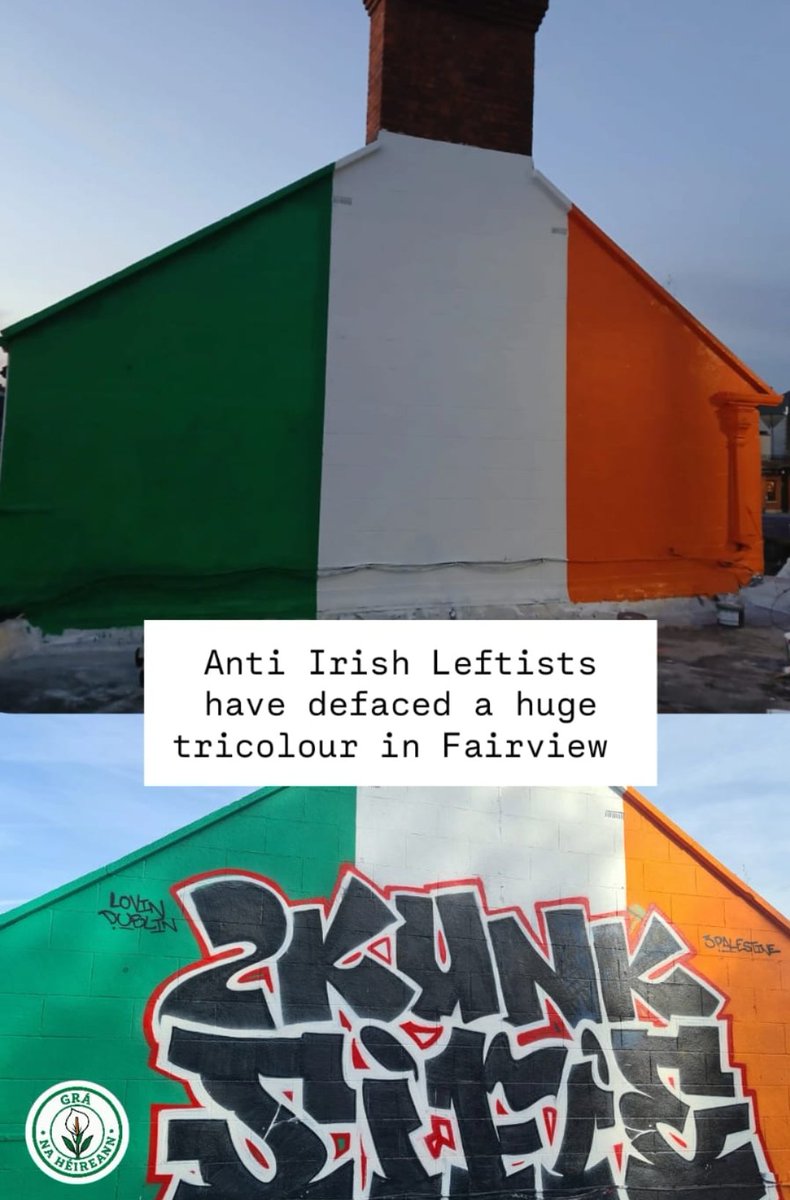 Irish mural damaged by the fascists last night, Fairfieiw!
Shocking and disgusting from the lefties, it just shows who the real anti-tri colour people are! 
Rise up to these fascists these anti-irish are the real fascists to Ireland