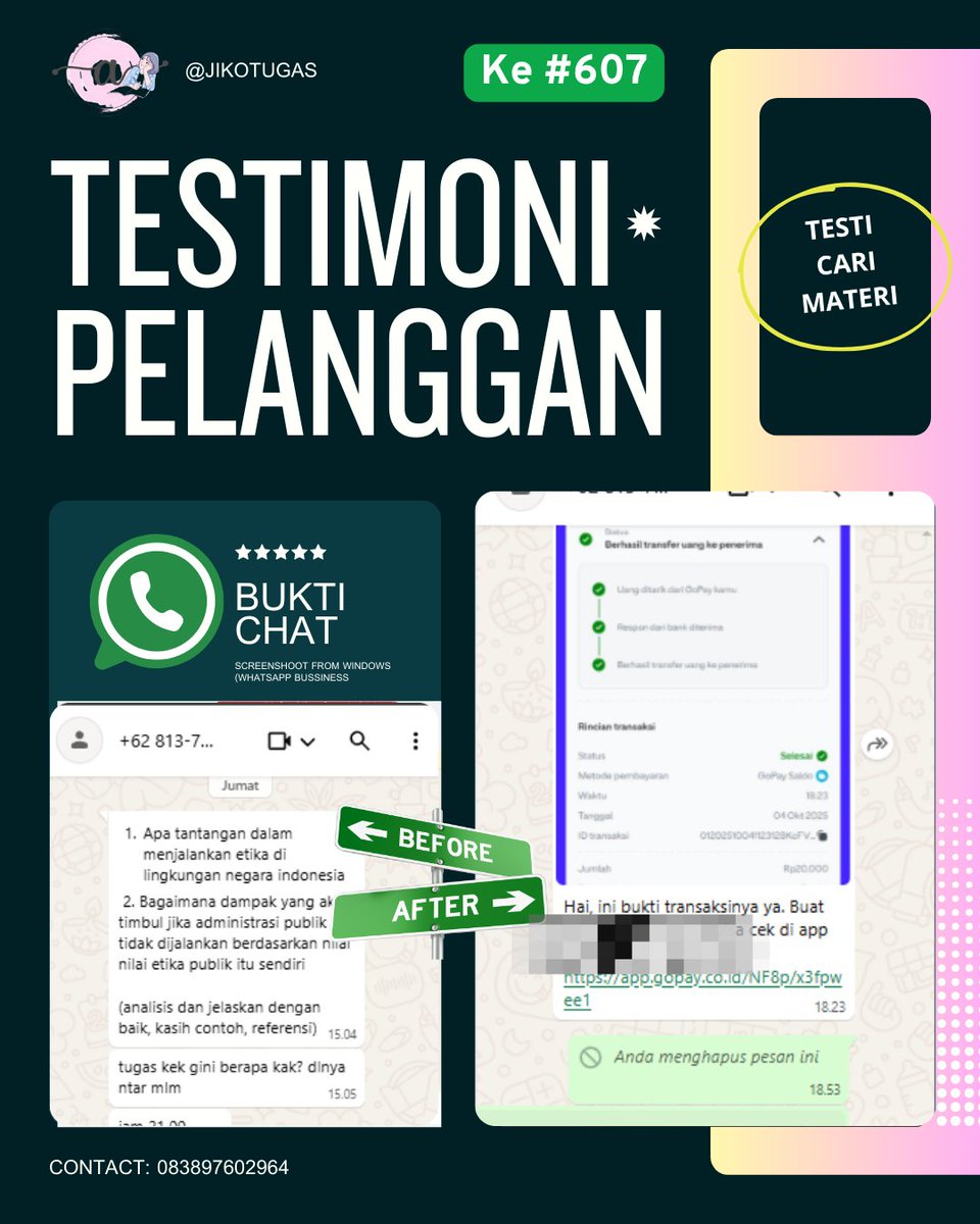 #607 - Testi Cari Materi

Materi bisa banget ya kita banyak tim all spess jadi jangan khawatir yu #zonauang