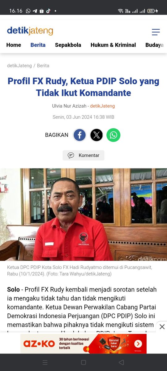Padahal instruksi nya ketum PDIP saat itu jelas bgt ya mengenai Komandante. 
Tp knp ad yg gk ikut?! 
Bukankah smua kader harus tegak lurus aturan Partai y? 
Gmna nih pak FX Rudy?