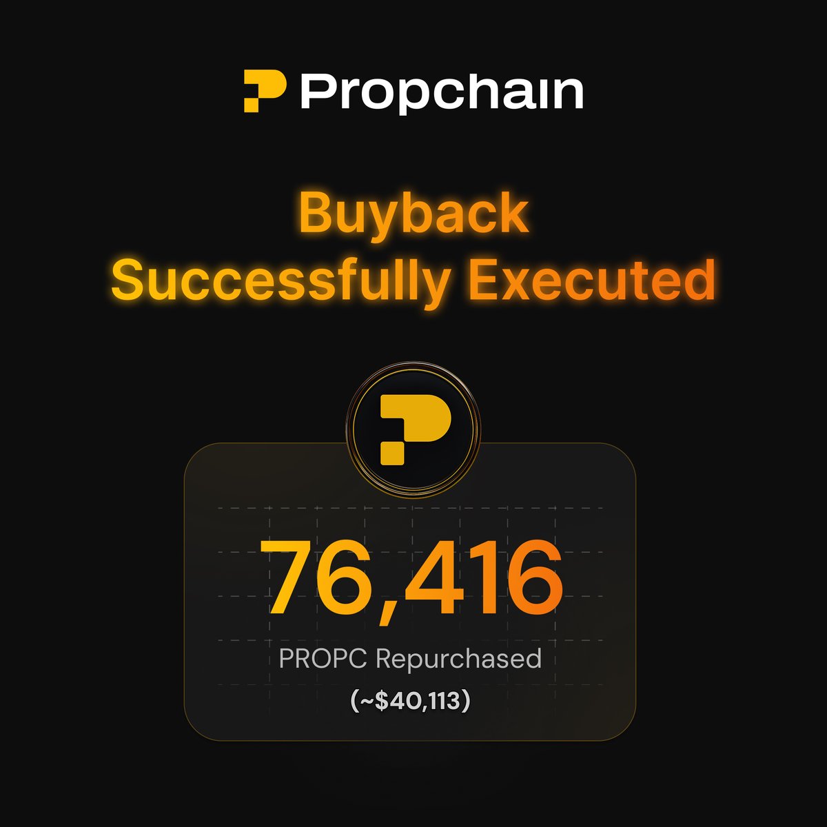 PropChainGlobal's tweet photo. $PROPC Repurchase Update ↘︎

The Propchain Foundation has repurchased 76,416 $PROPC (~$40,133)

This brings total $PROPC repurchased to >$1,200,000

All tokens acquired are consolidated into a single onchain wallet for full transparency.

→ Verify on @Dune https://t.co/KDVMf5RADS