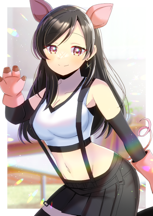 ティファ・ロックハート 「豚コス姿を描かせて頂きました! リクエスト有難うございます #Skeb募集中 #」|ヒヨヨ@skeb募集中のイラスト
