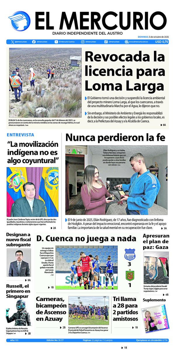 Portada 5 de Octubre de 2025
elmercurio.com