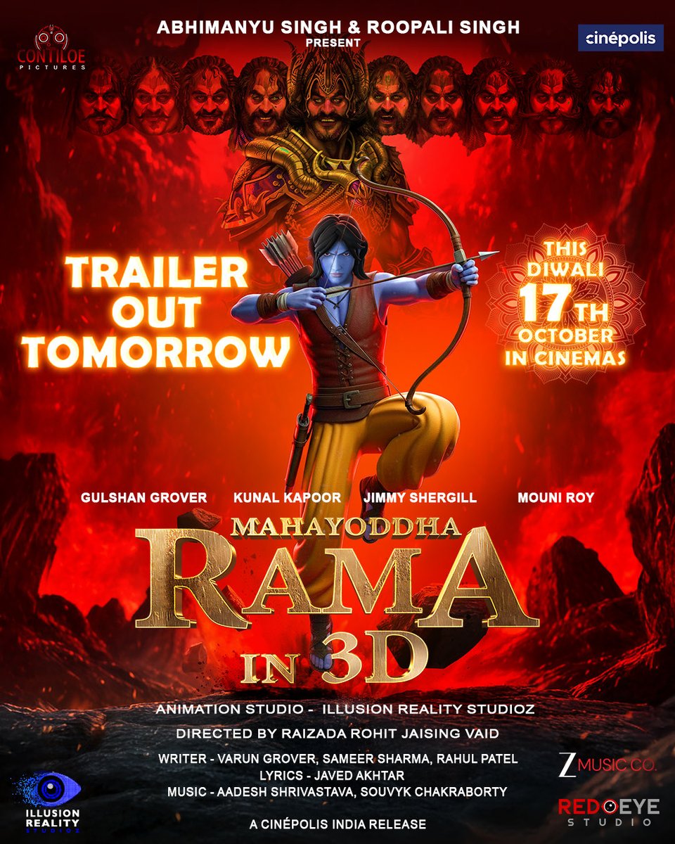 The New Age of Epics dawns tomorrow. Witness the cinematic grandeur of Mahayodhha Rama in the official trailer.

#MahyoddhaRamaTrailer Out Tomorrow in Hindi and Telugu 

Produced by: Abhimanyu Singh and Roopali Singh (Contiloe Pictures)
Directed by: Raizada Rohit Jaisingh Vaidh