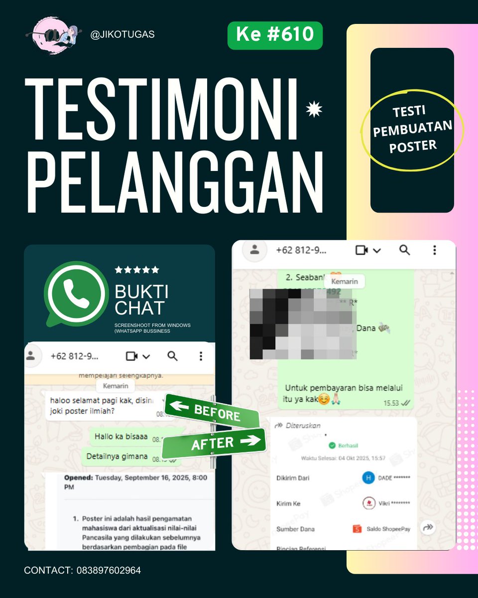 #610 - Testi Poster Ilmiah

Hari ini alhamdulillah banyak banget yang buat poster
