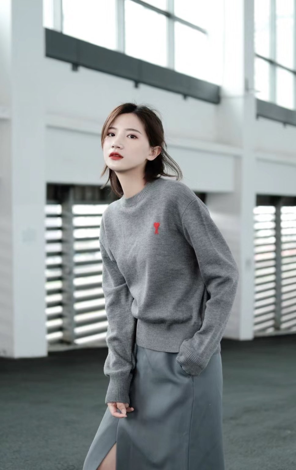 し*ん様 アミパリス　 amiparis グレー ニット セーター 長袖 ハート アミパリ AMIPARIS グレーニット amiparis グレー ニットセーター