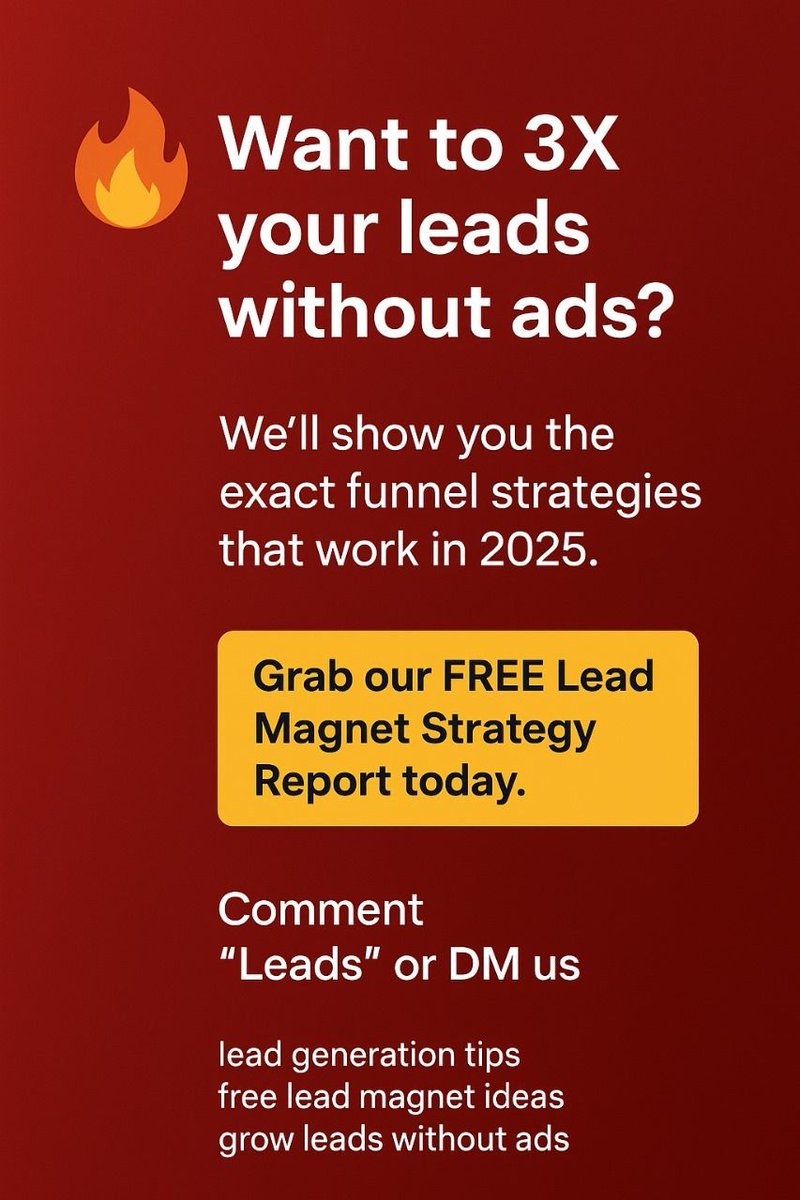 techmagsolution's tweet image. 🚀 Want to 3X your leads without ads?
We’ll show you the exact funnel strategies that work in 2025.
💡 Grab our FREE Lead Magnet Strategy Report today.
Comment “Leads” or DM us.
🔗 Quick Links:
🌐 Website: techmagsolutions.com
📅 Book a Call: calendly.com/techmagsolutio…