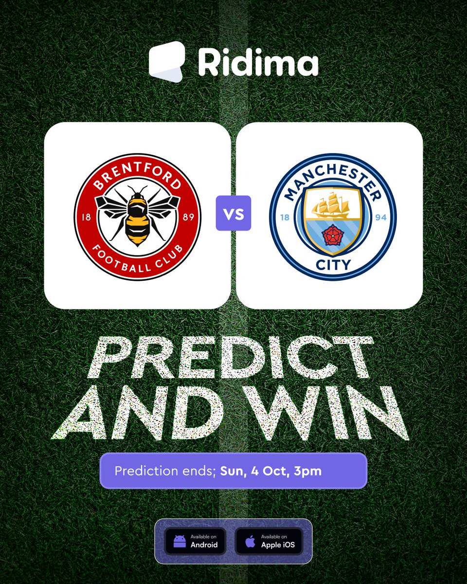 🚨 PREDICT &amp; WIN 🚨

⚽ Manchester City Vs Brentford – Premier League ⚽

Will randomly select 5 correct predictions to win ₦3,000 each!🔥

Rules: 
• Follow <a href="/myridima/">Ridima</a>
• Drop prediction score in the comments below 👇