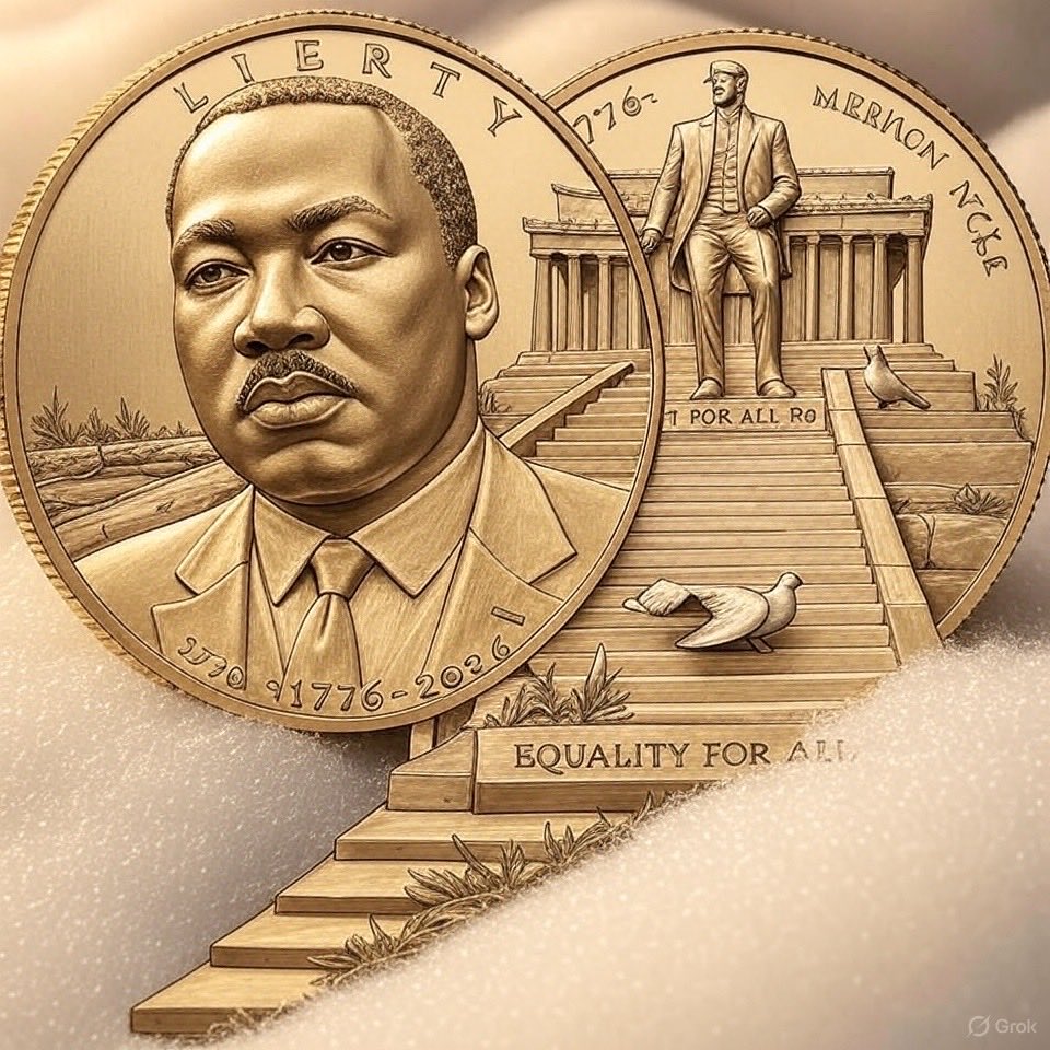 OttoPenn79016's tweet image. Who else thinks a coin featuring Martin Luther King Jr. would be better idea for celebrating the 250th anniversary?
#MLK #America250