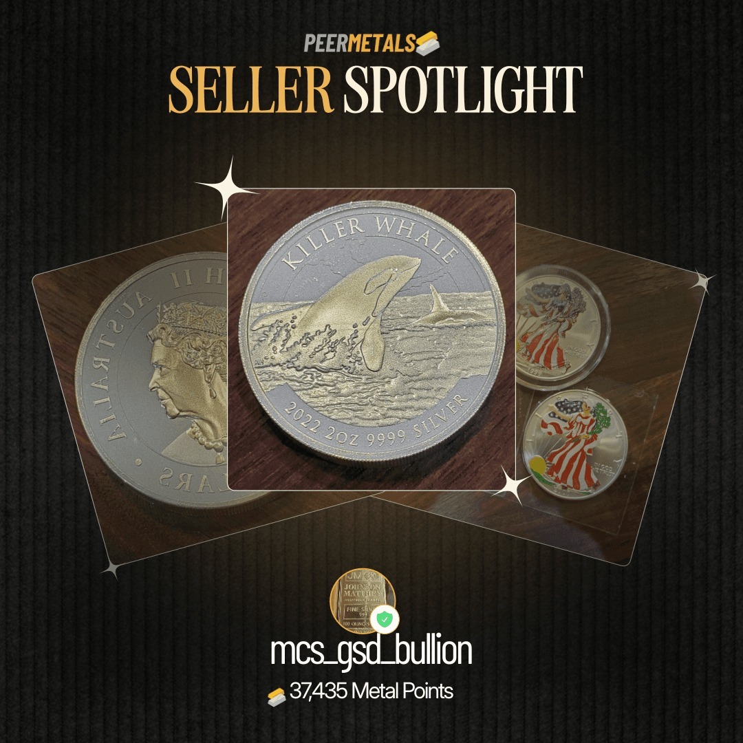 peermetalslist's tweet image. Huge congrats to @mcs_gsd_bullion for an outstanding sales week on PeerMetals (Sep 22nd-28th, 2025)! Your incredible performance inspires us all. Keep building your success, sellers – who's next for the spotlight? #TopSeller #PeerMetals #WeeklyWinner #SellerSuccess