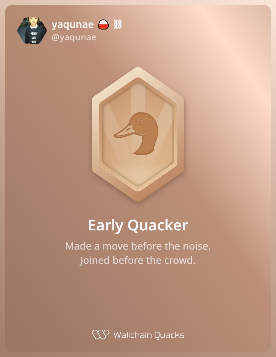 yaqunae's tweet photo. Just unlocked the Early Quacker on @wallchain_xyz 🏆

How cool is that?

Feels great to have my contributions recognized.

How’s Wallchain Quacks been treating you so far?

Not on board yet? Drop a comment for an invite 👇🦆 https://t.co/CZGNzSA31C