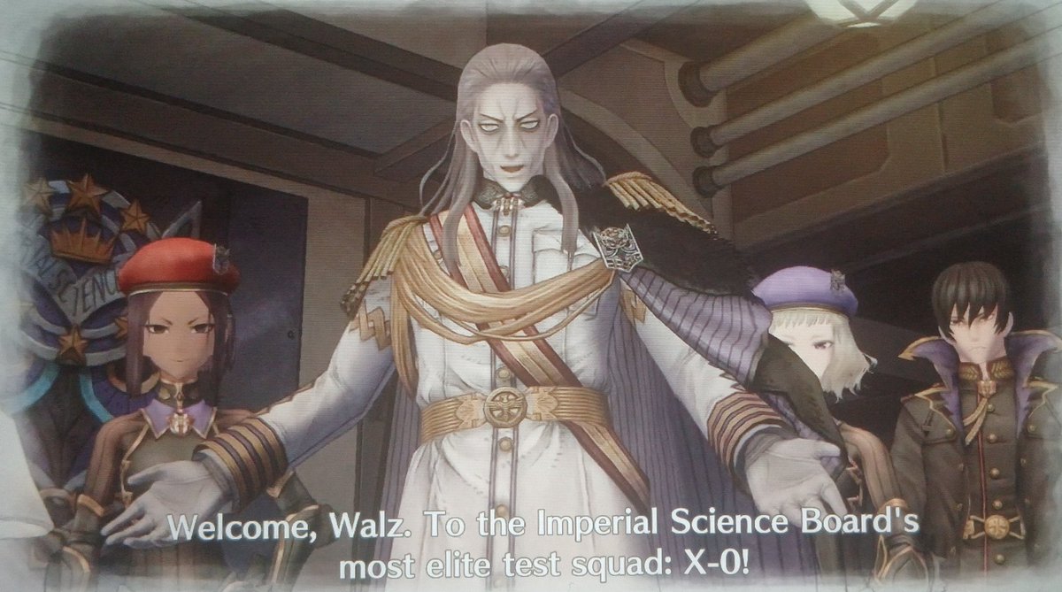 thebigbridge77's tweet image. (Valkyria Chronicles 4)
Here come the Marines...quite literally. Saved from annihilation, Squad E (& the last remnants of Squad F, poor Minerva) are the ship's guard convoy🥳
Meanwhile, the enemy elites assemble: a mix bag of wills, from absolute evil to forced circumstances