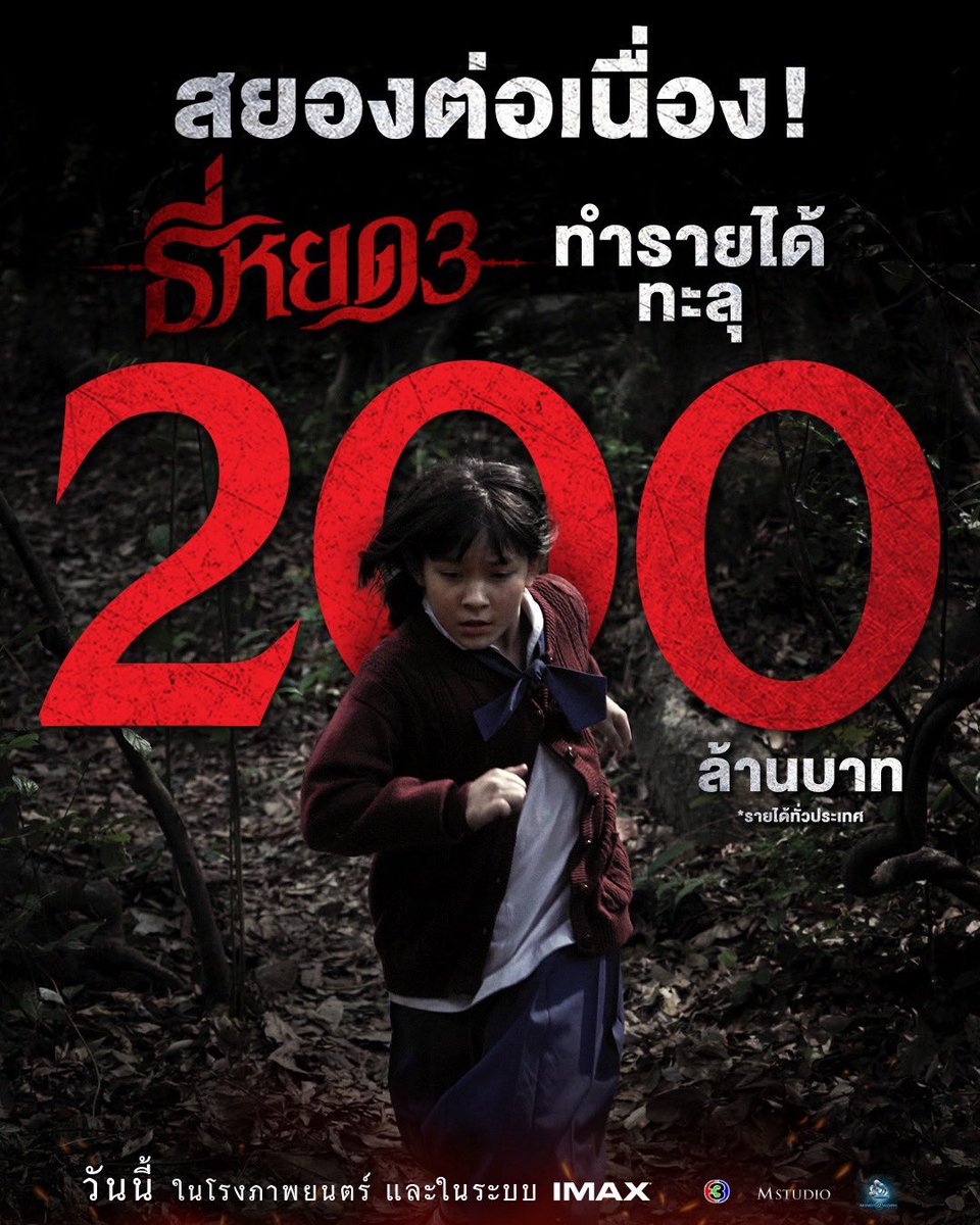 “ธี่หยด 3“ สยองต่อเนื่อง!
ทำรายได้ทะลุ 200 ล้านบาท🔥

ลุยกันต่อ กับจุดจบเสียงเพรียกแห่งความหลอนที่ต้องมาสัมผัสด้วยตัวคุณเอง🙌🏻

#ธี่หยด3 
#ณเดชน์ #จูเนียร์กาจบัณฑิต 
#เฟรนด์พีระกฤตย์​ #เดนิสเจลีลชา 
#นีน่าณัฐชา #แพรวเฌอมาวีร์ #แก๊ปจักริน