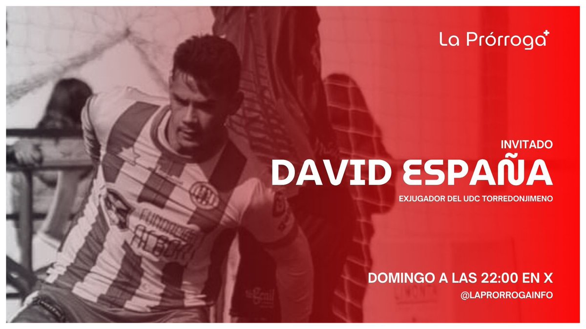 Esta no la habéis visto venir 😄

No necesita presentación. 6 meses, ¡pero qué 6 meses nos dio!

<a href="/Daviddmartin10/">彡 David España 彡</a> esta noche con nosotros, una cuenta pendiente desde hace tiempo. Recordaremos su etapa en el <a href="/UDCTOFICIAL/">UDC Torredonjimeno</a>, su actualidad y su futuro.

Merecerá la pena, hacednos caso.