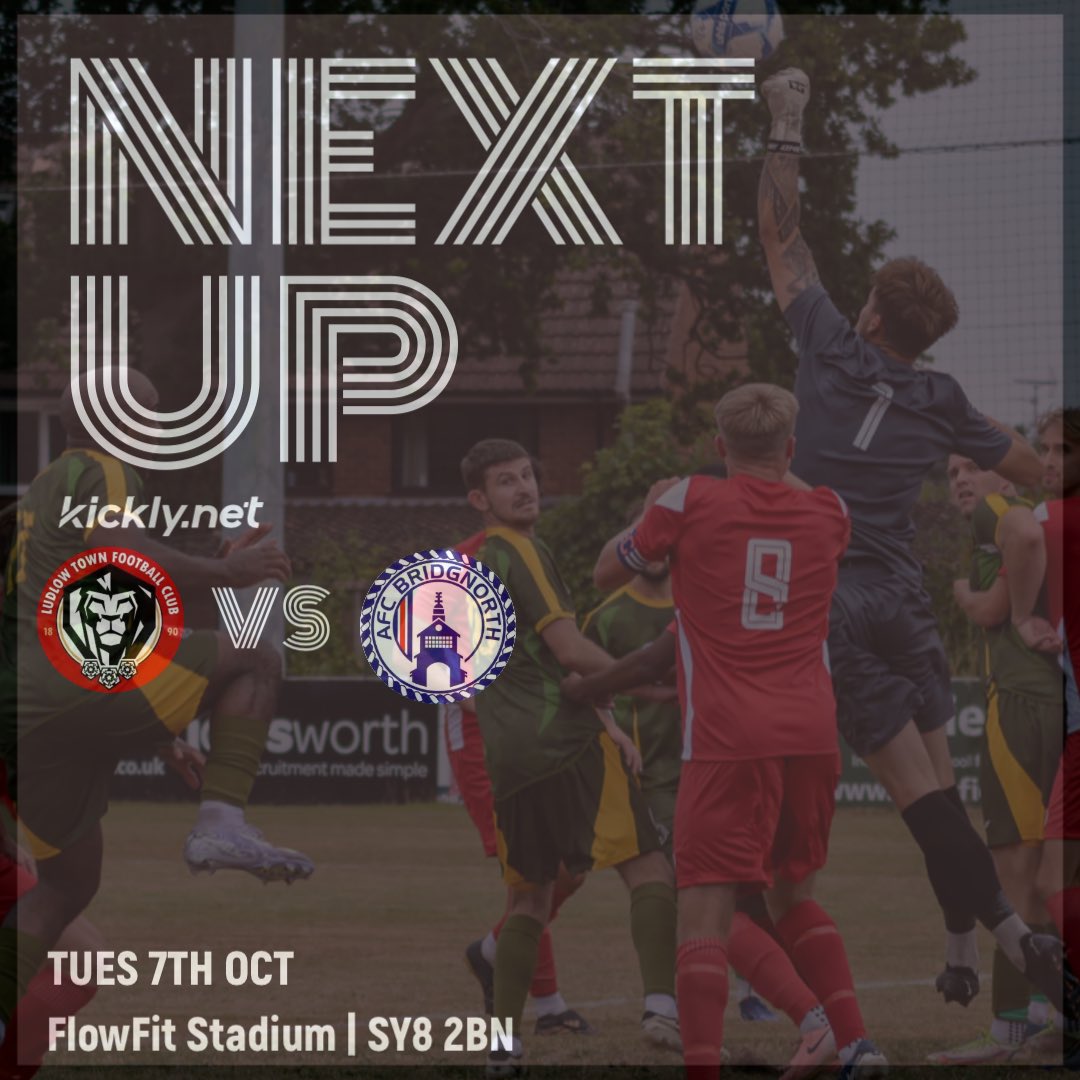 NEXT UP 🔜 

We’re on the Road again as we head deep into Shropshire to take on <a href="/LudlowFC/">Ludlow Town FC</a> 

<a href="/ShropshireFA/">⚽️🏆Shropshire FA🏆⚽️</a> Saturday Challenge Cup🏆 

#meadowmen