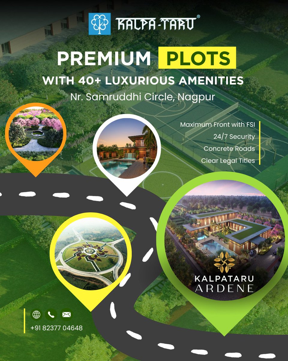 HousingBag's tweet photo. 🌿 Kalpataru Ardene – Near Samruddhi Circle, Nagpur
✅ Premium Plotted Development |37 Acres | 450+ Plots | 40+ Amenities | ₹ 51 lac Onw 
https://t.co/Z369PUsZAU
+91 82377 04648

#KalpataruArdene #KalpataruNagpur  #DreamHome #luxury #mumbai #pune #hydrabad https://t.co/m3ZVCtlXyx